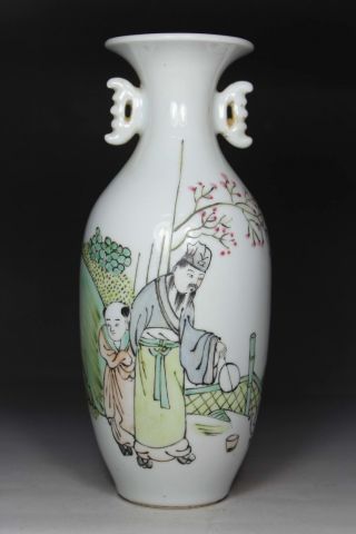 Chinese Old Porcelain Wonderful Handwork Painting Older With Kids Vase photo
