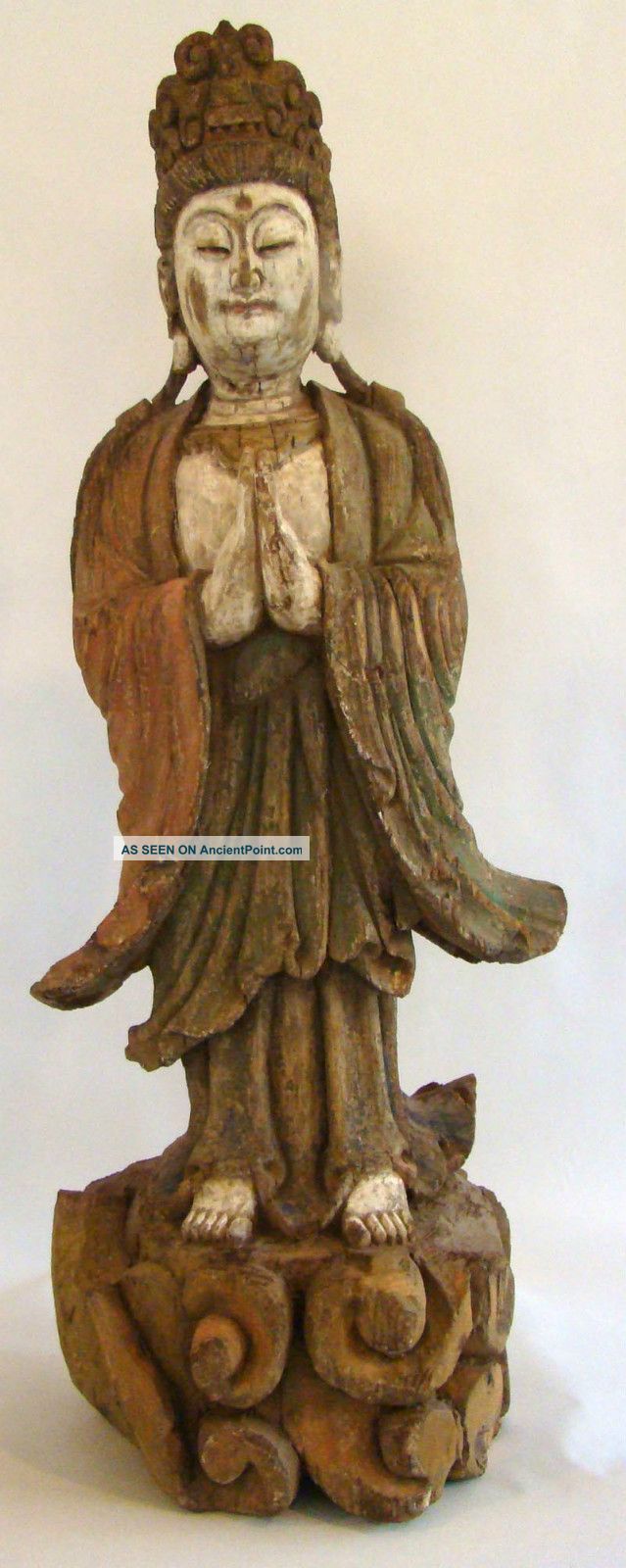 Circa 18th Century Chinese Guanyin Kwan Yin Large Wood Carved Statue Kwan-yin photo