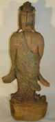 Circa 18th Century Chinese Guanyin Kwan Yin Large Wood Carved Statue Kwan-yin photo 1
