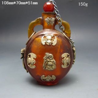 Chinese Inside Hand Painted Glass&tibetan Silver Snuff Bottle Nr/nc2056 photo