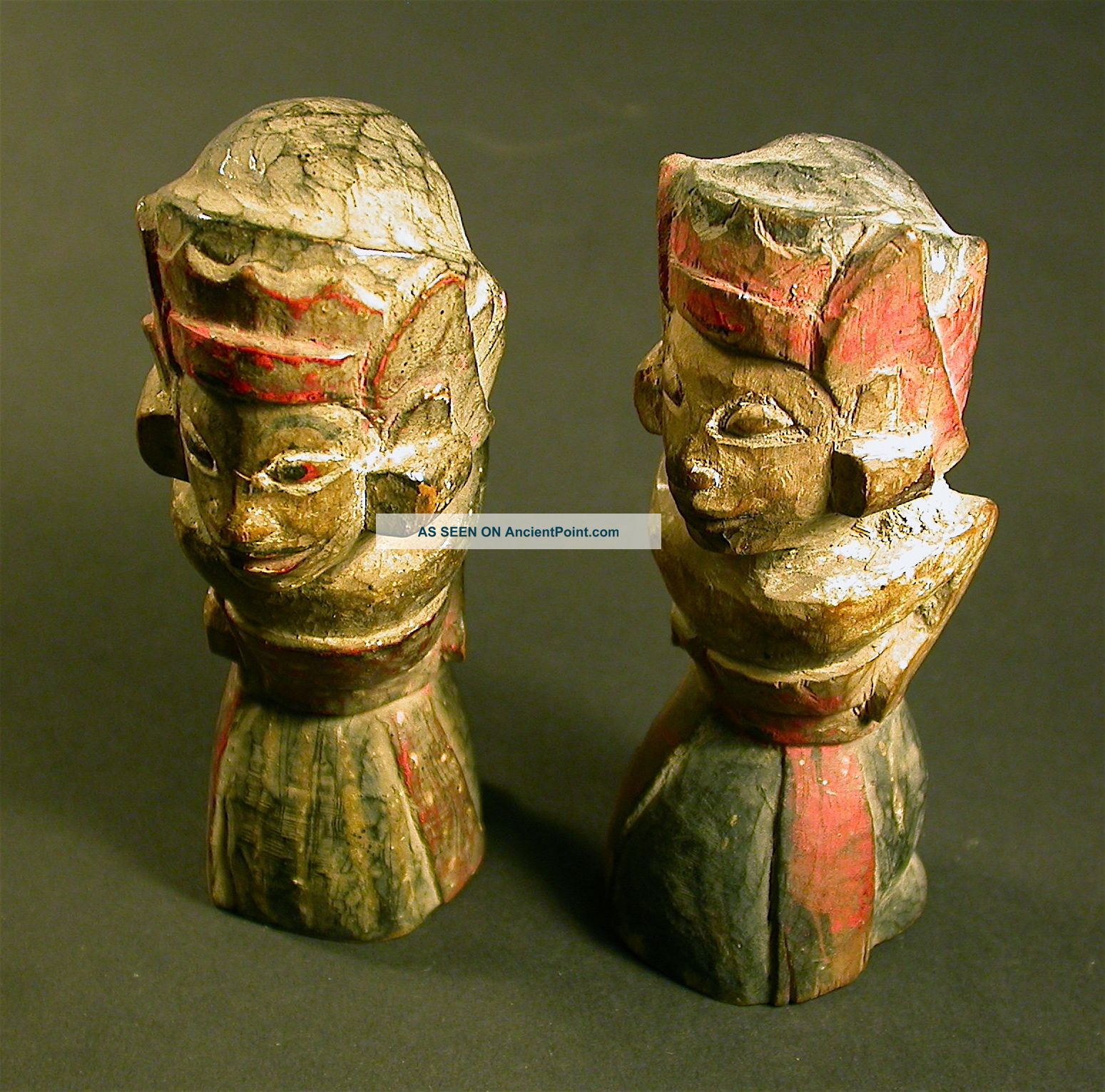 2 Antique Balinese Figural Wood Carvings Probably Furniture Parts C 1900 Other photo