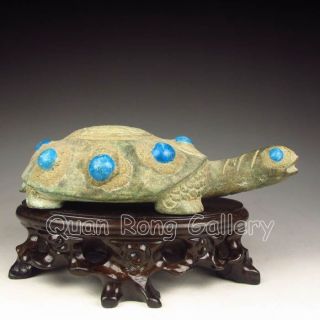 Chinese Bronze & Turqoise Statue - Turtle Nr photo