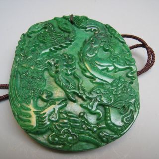 The Ancient Natural Dushan Jade Hand - Carved Dragon And Phoenix Yaopai Nr photo