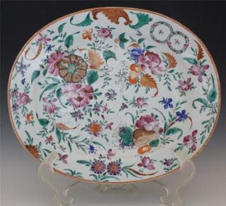 Antique Chinese Export Porcelain Yellow Ground Famille Rose Platter photo