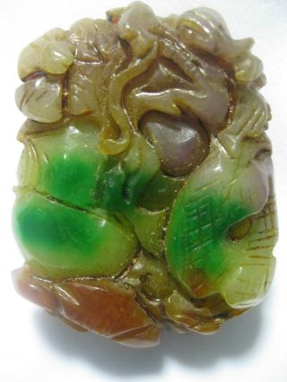 Antique Chinese Green Jade Pendant /chinese Hulu &dragon Pendant photo