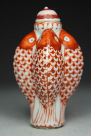 Chinese Handwork Painting Fish Old Porcelain Snuff Bottle photo