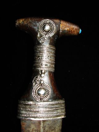 Antique 1800 ' S Islamic Persian Dagger Jambiya Silver Arab Muslim Knife Axe Spear photo