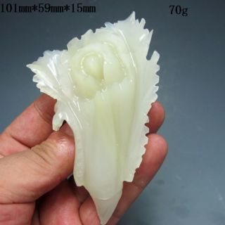 100% Natural Afghan White Jade Hand - Carved Statues - Cabbage Nr/pc1413 photo