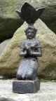 Small Bronze Praying Female Figure.  Candle Holder Statues photo 9