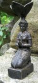 Small Bronze Praying Female Figure.  Candle Holder Statues photo 2