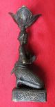 Small Bronze Praying Female Figure.  Candle Holder Statues photo 3