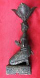Small Bronze Praying Female Figure.  Candle Holder Statues photo 4
