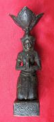 Small Bronze Praying Female Figure.  Candle Holder Statues photo 6