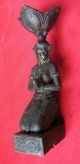 Small Bronze Praying Female Figure.  Candle Holder Statues photo 7