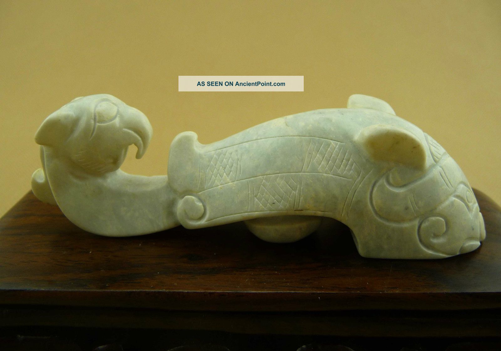 Chinese Classical Hand Carved Chicken Bone White Jade Beast Statue /10 - 034 Other photo