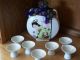 Japanese Oriental Porcelain Sake Set Tokkuri Jug Vase Bottle Sealed Signed Glasses & Cups photo 8