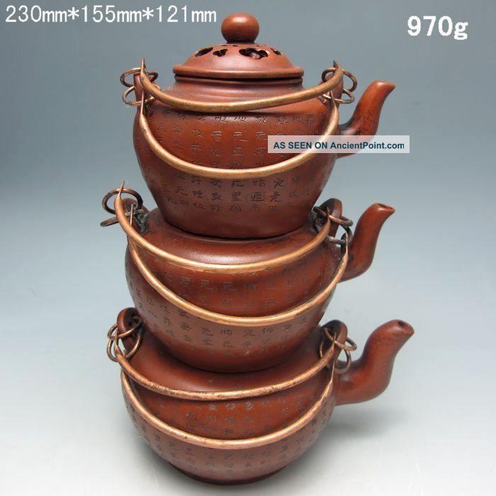 Set 3 Pieces Chinese Zisha / Purple Clay Teapot W Mark Nr/xy1998 Teapots photo