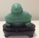 Hand Carved Indian Jade Happy Buddha With Wooden Stand Buddha photo 1
