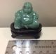 Hand Carved Indian Jade Happy Buddha With Wooden Stand Buddha photo 2