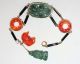 Antique Chinese Sterling Silver Carved Green Jade,  Carnelian And Onyx Bracelet Other photo 4
