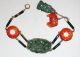 Antique Chinese Sterling Silver Carved Green Jade,  Carnelian And Onyx Bracelet Other photo 5