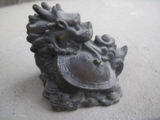 Chinese Bronze Statues Turtle Body Dragon Head Vivid Exquisite 07 photo