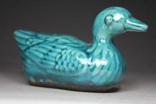 Chinese Old Porcelain Wonderful Handwork Painting Duck Statue photo