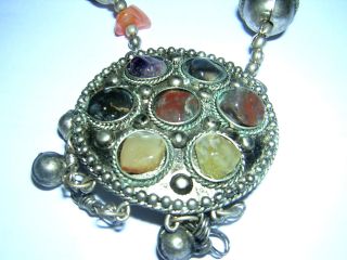 L Middle Eastern/asian/persian Necklace Silver Colour With Circular Centrepiece photo
