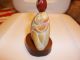 Carved Snuff Bottle Man Holding A Peach - Shoushan Stone W/ Agate Top And Stand Snuff Bottles photo 1
