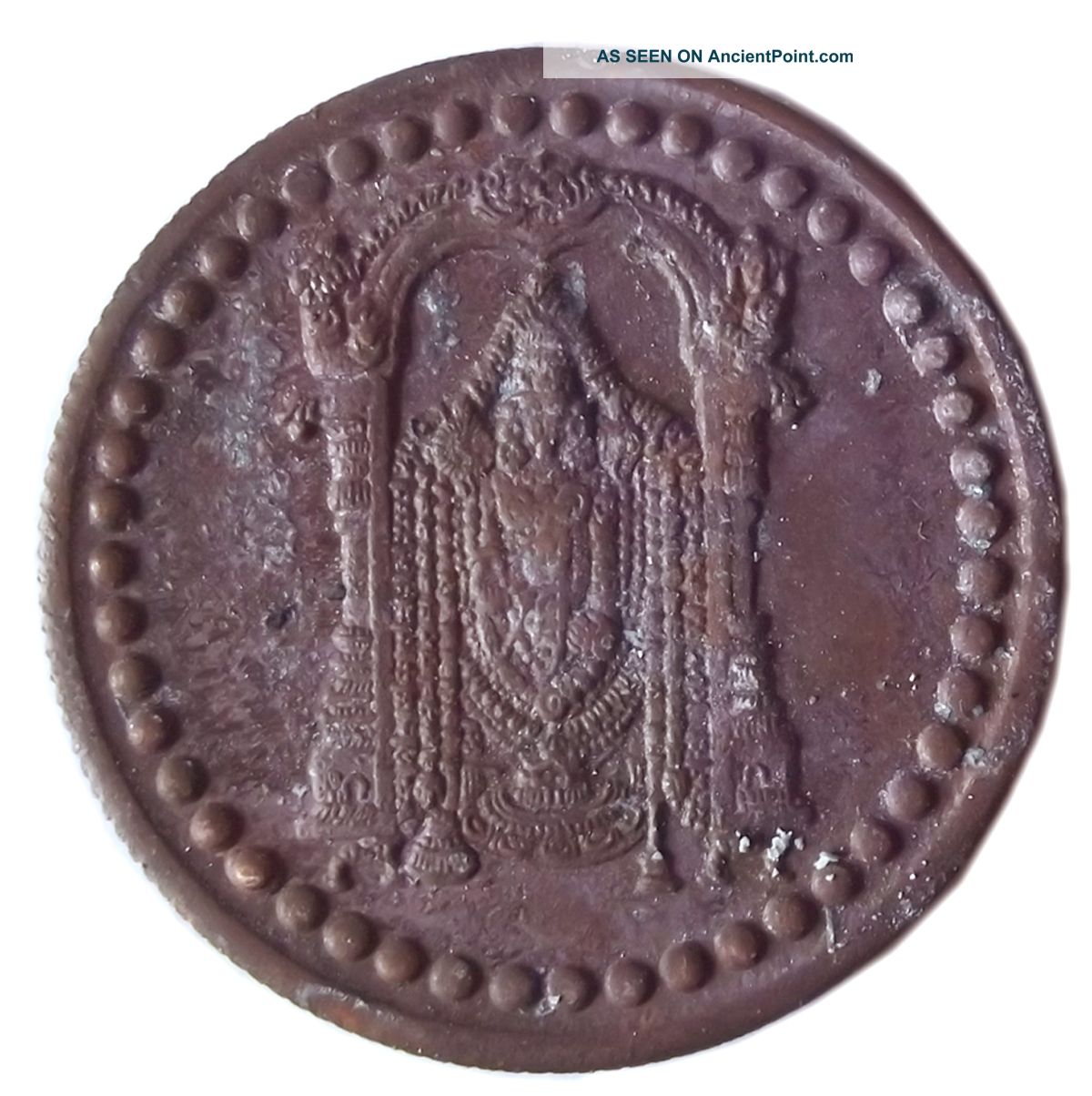Tirupati Balaji Curved East India Company One Anna Coin Age 1717 (ce - 18) India photo