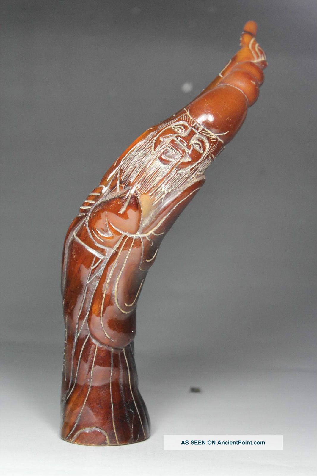 Chinese Old Bone Handwork Carving Elder Statue Other photo