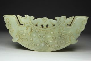 Chinese Old Jade Handwork Carving Dragon Pendant 