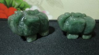 Chinese Oily Green100%natural Grade A Jade Jadeite Pendants/two Elephants photo