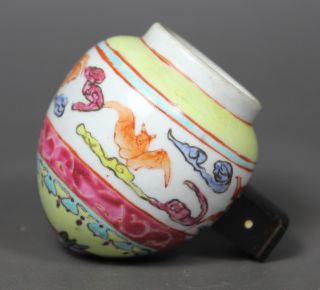 Chinese Old Porcelain Handwork Painting Bat Bird Feeder Jar Pot photo