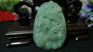 Chinese 100%natural Green Ice Grade A Jade Jadeite Pendant/dragon&zhuzi photo