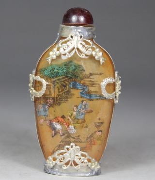 Chinese Old Glass Handwork Armored Dragon Inside Painting Farmer Snuff Bottle photo