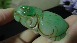 Prefect Chinese Antique Green Jade Pendant/beautiful Bird&peach&ruyi photo