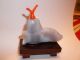 Carved Snuff Bottle - Two Fish - Shaded Grey/ White Banded Agate With Stand Snuff Bottles photo 2
