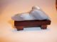Carved Snuff Bottle - Two Fish - Shaded Grey/ White Banded Agate With Stand Snuff Bottles photo 5