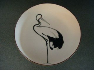 Antique Vintage Porcelain Bowl Stork Bird Decorative Collectible Kitchen - Ware photo