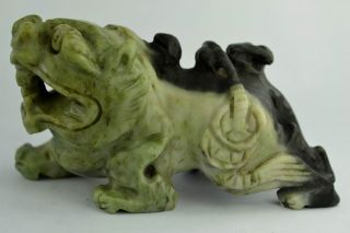 - China Rare Collectibles Old Handwork Jade Carving Kylin Statue photo