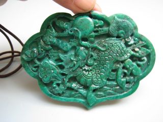 Natural Dushan Jade Handmade The Ancient Unicorn Yaopai Carving Nr photo