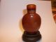 Carved Snuff Bottle - Burnt Orange Agate W/ Carnelian Agate Top And Wood Stand Snuff Bottles photo 2