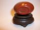 Carved Snuff Bottle - Burnt Orange Agate W/ Carnelian Agate Top And Wood Stand Snuff Bottles photo 4