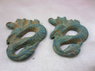 Collection Antique Chinese Bronze Ancient Delicate Double Dragon Pendant - - S1 photo