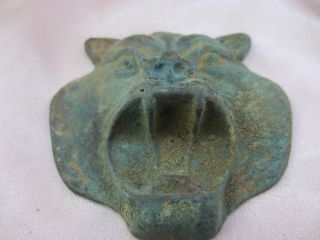 Collection Antique Chinese Bronze Ancient Delicate Tiger Head Shapependant - - Rh photo