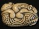Rare Antique Japanese 象牙 Ox Bone Netsuke Free Form Dragonfly Bat Enameled Signed Netsuke photo 1