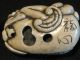 Rare Antique Japanese 象牙 Ox Bone Netsuke Free Form Dragonfly Bat Enameled Signed Netsuke photo 2