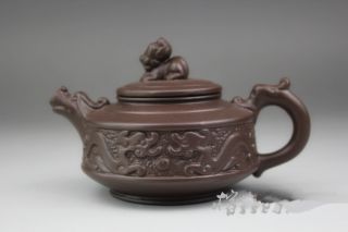 China Yixing Dark - Red Enameled Pottery Teapot photo