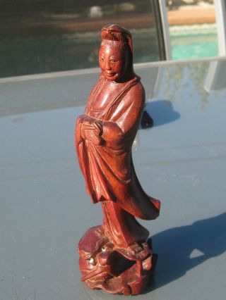 Antique Wood Carved Kwan - Yin Statue photo